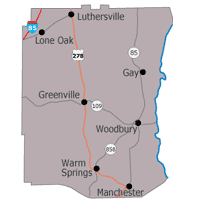 Map of Meriwether County